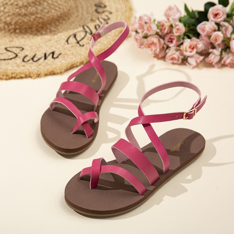 Kvinder Casual Cross Strap Clip Toe Sandaler