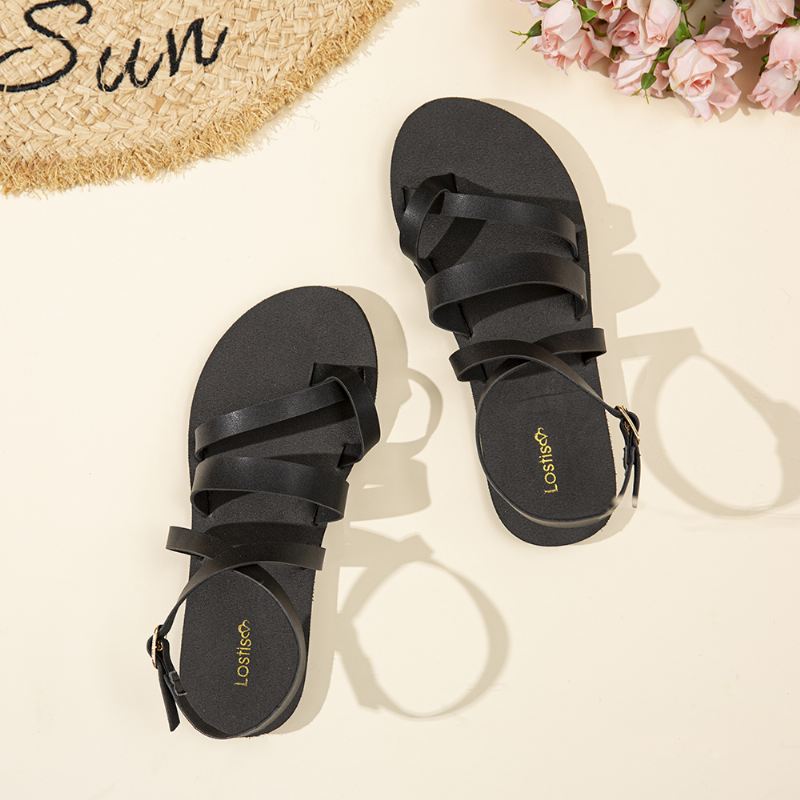 Kvinder Casual Cross Strap Clip Toe Sandaler