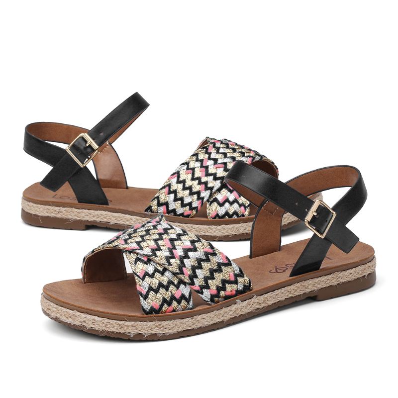 Kvinder Cross Woven Strap Casual Sandaler