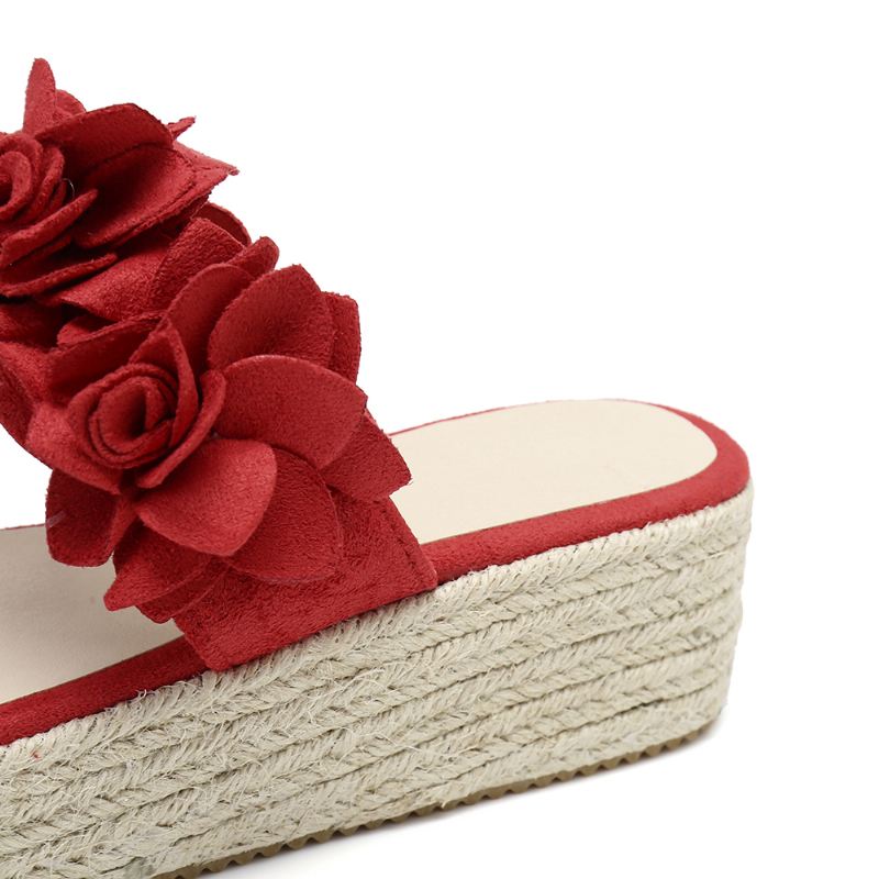 Kvinder Espadriller Blomsterdekoration Tåring Casual Beach Platform Sandaler