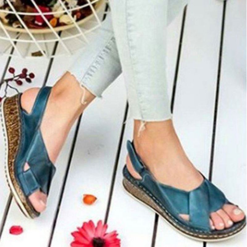 Kvinder Krogløkke Åben Tå Slingback Casual Summer Wedge Sandaler