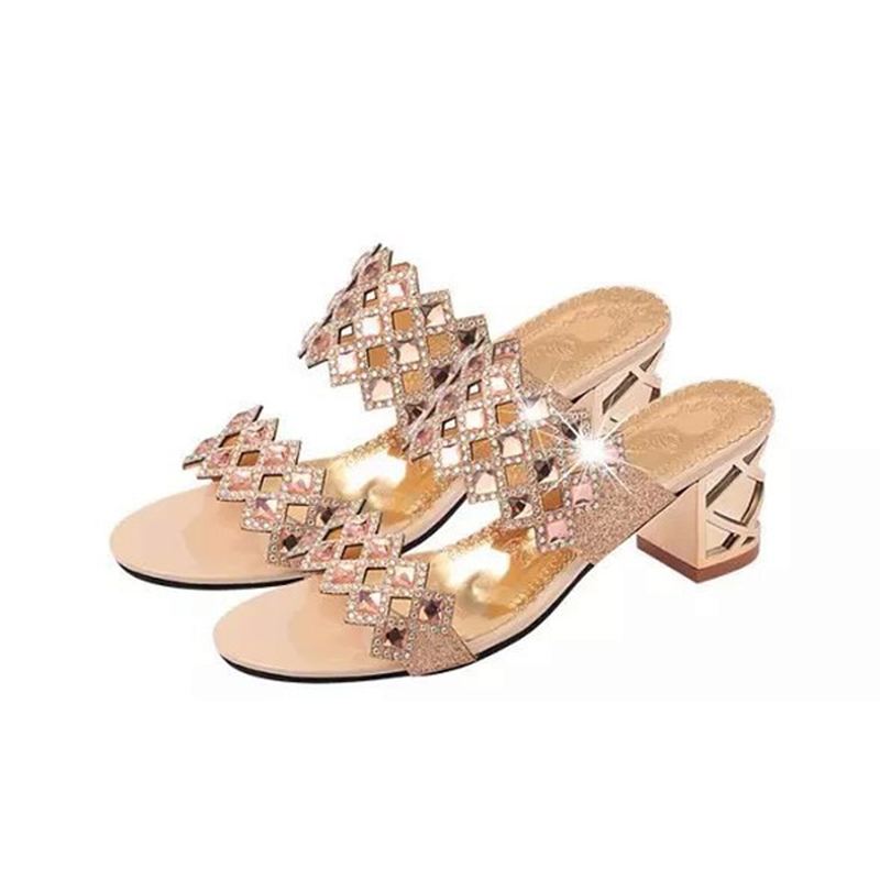 Sommer Kvinder Strandsandaler Chic Rhinestone Sandaler Platform Sandaler