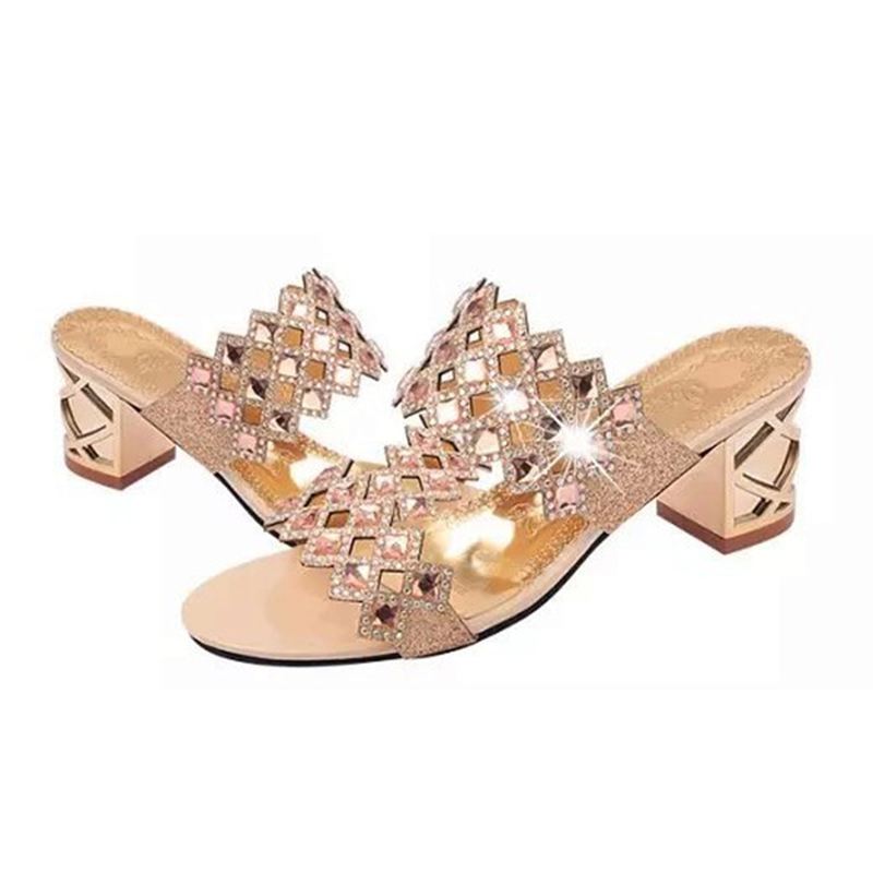 Sommer Kvinder Strandsandaler Chic Rhinestone Sandaler Platform Sandaler