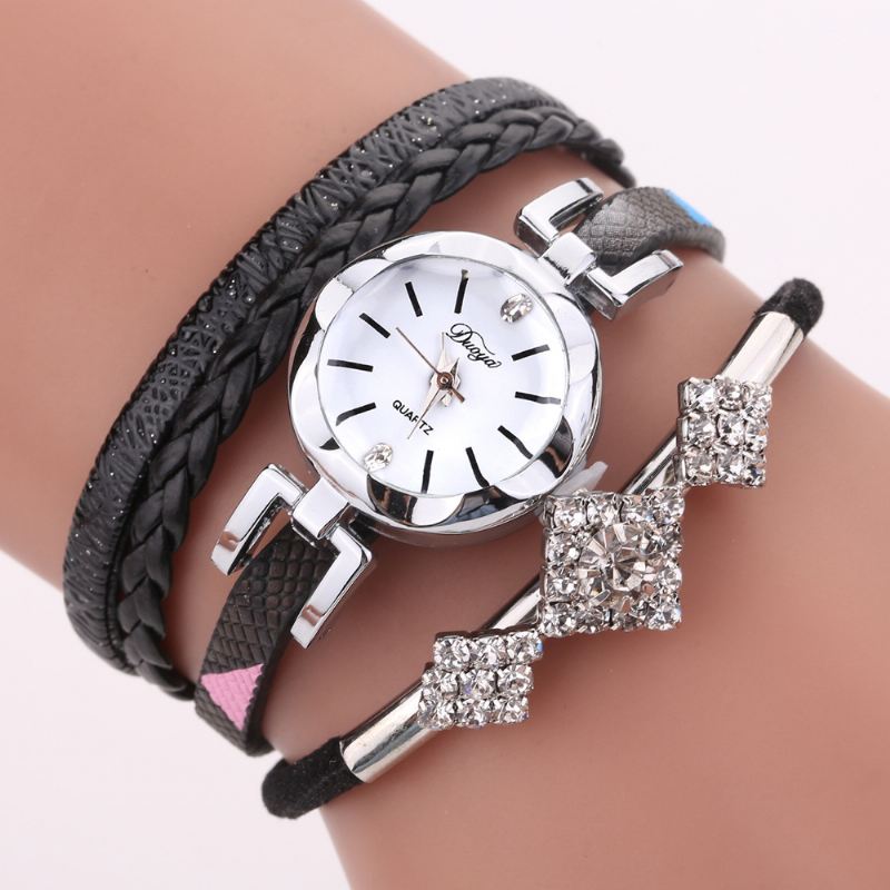 Blomster Dial Show Fashionable Kvinder Armbånd Watch Tourist Dress Retro Style Quartz Watch