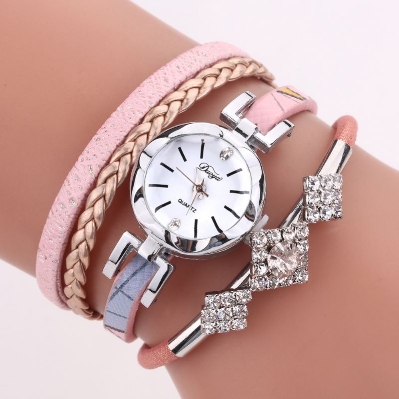 Blomster Dial Show Fashionable Kvinder Armbånd Watch Tourist Dress Retro Style Quartz Watch