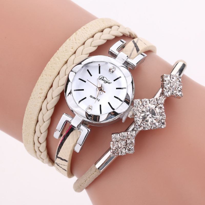 Blomster Dial Show Fashionable Kvinder Armbånd Watch Tourist Dress Retro Style Quartz Watch