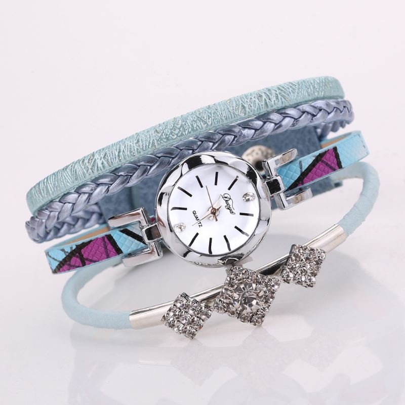 Blomster Dial Show Fashionable Kvinder Armbånd Watch Tourist Dress Retro Style Quartz Watch