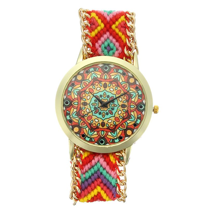 Brugerdefineret Folk Kvinder Watch Mønster Casual Casual Retro Quartz Armbåndsur