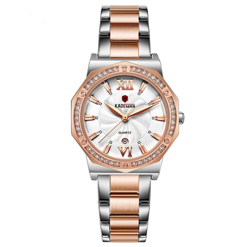 Afslappet Kvindeur 3atm Vandtæt Datovisning Elegant Crystal Quartz Watch