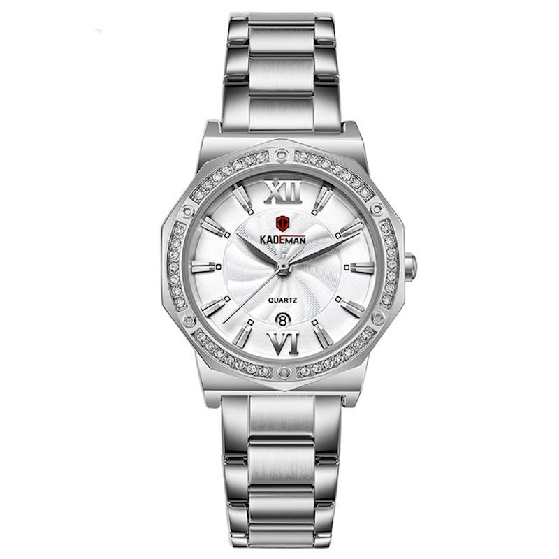 Afslappet Kvindeur 3atm Vandtæt Datovisning Elegant Crystal Quartz Watch