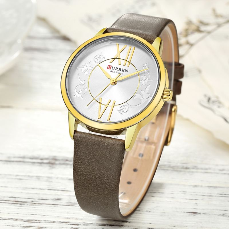 Analog Casual Style Kvinder Armbåndsur Læder Band Quartz Watch