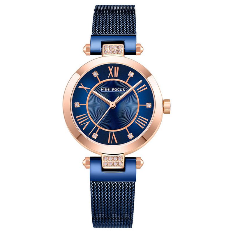 Casual Rom Nummer Design Vandtæt Mesh Stål Quartz Watch Dame Watch