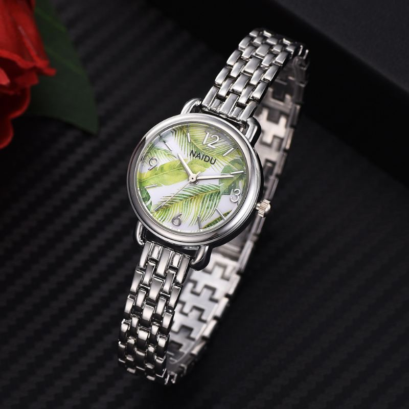 Casual Style Dekorative Dame Armbåndsur Fuld Steel Band Quartz Watch