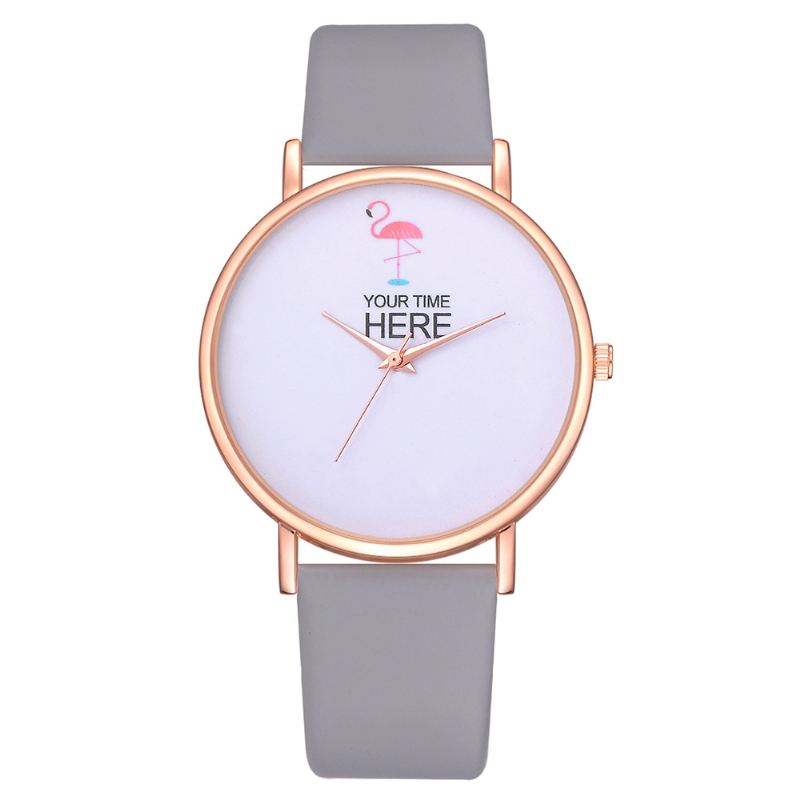 Casual Style Kvinder Armbåndsur Rose Gold Case Læderrem Quartz Watch