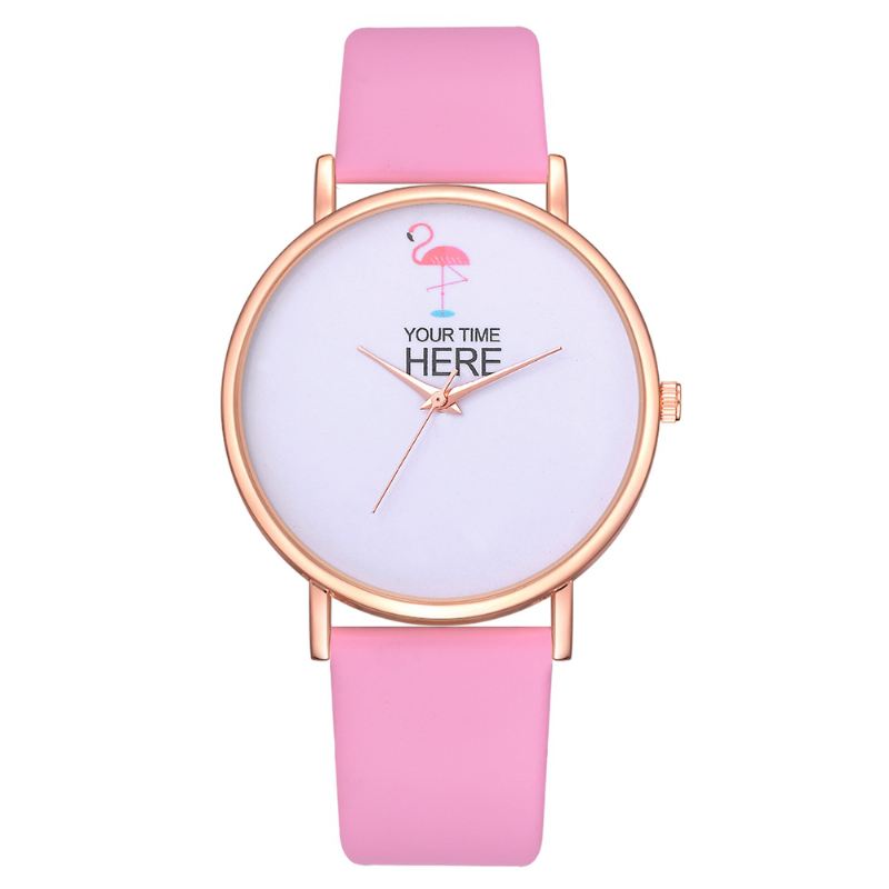 Casual Style Kvinder Armbåndsur Rose Gold Case Læderrem Quartz Watch