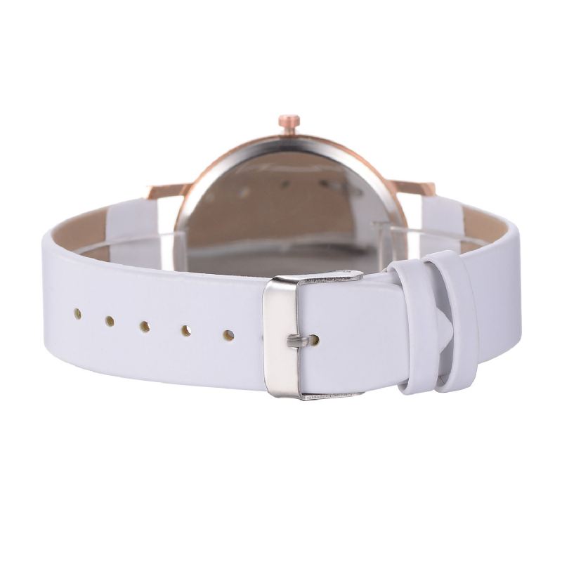 Casual Style Kvinder Armbåndsur Rose Gold Case Læderrem Quartz Watch