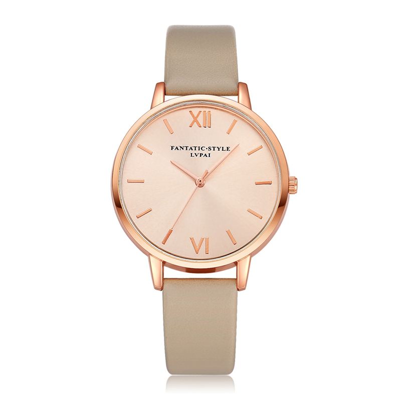 Casual Style Pu Læderrem Cloc Kladies Armbåndsur Quartz Watch