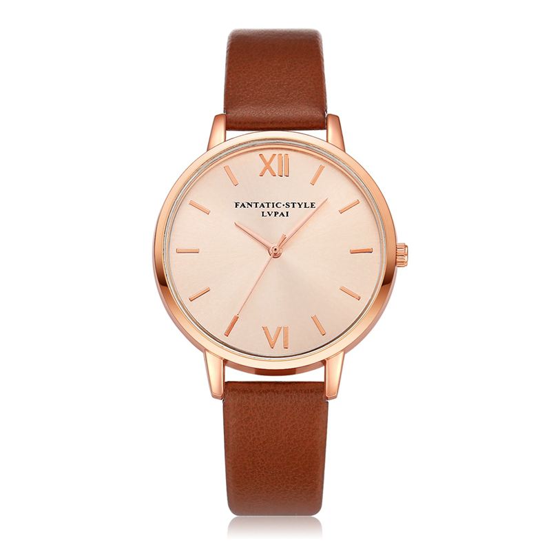 Casual Style Pu Læderrem Cloc Kladies Armbåndsur Quartz Watch