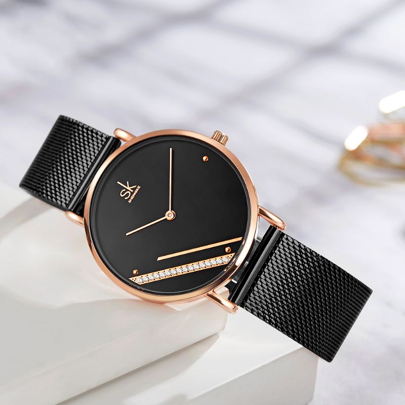 Creative Crystal Dial K0106 Kvinder Mode Simple Dame Dress Elegant Quartz Watch