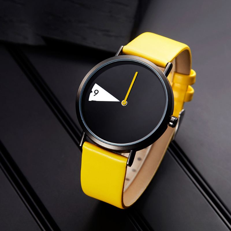 Creative Dial Mode Kvinder Casual Funny Læder Band Quartz Watch