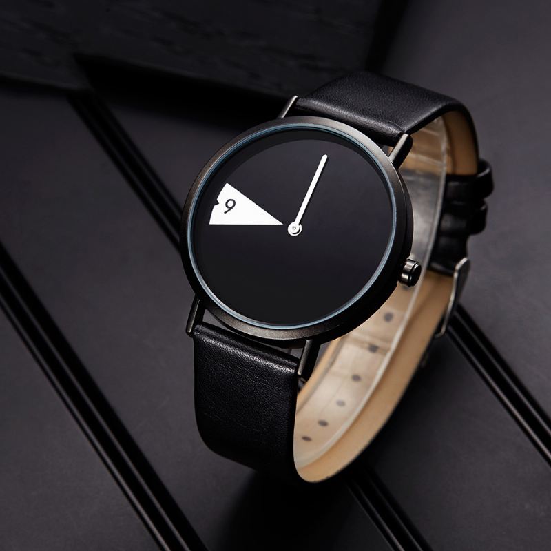 Creative Dial Mode Kvinder Casual Funny Læder Band Quartz Watch