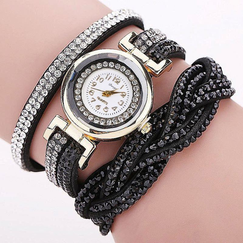 Crystal Retro Style Dame Armbånd Watch Kjole Quartz Ure