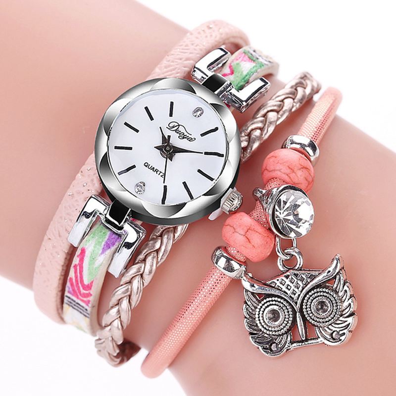 Cute Style Owl Pendant Dame Armbåndsur Mode Dame Armbåndsur