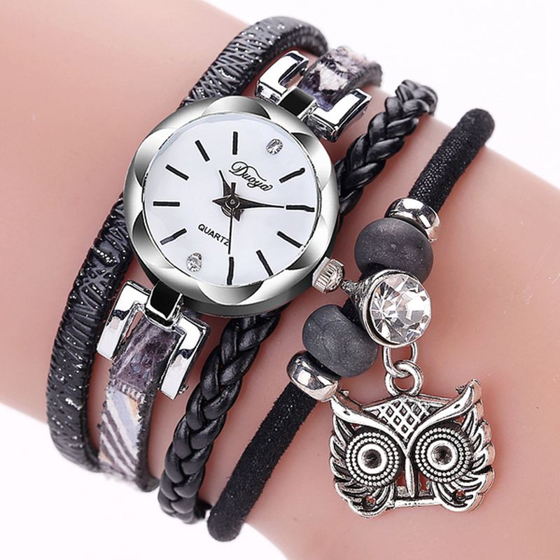 Cute Style Owl Pendant Dame Armbåndsur Mode Dame Armbåndsur