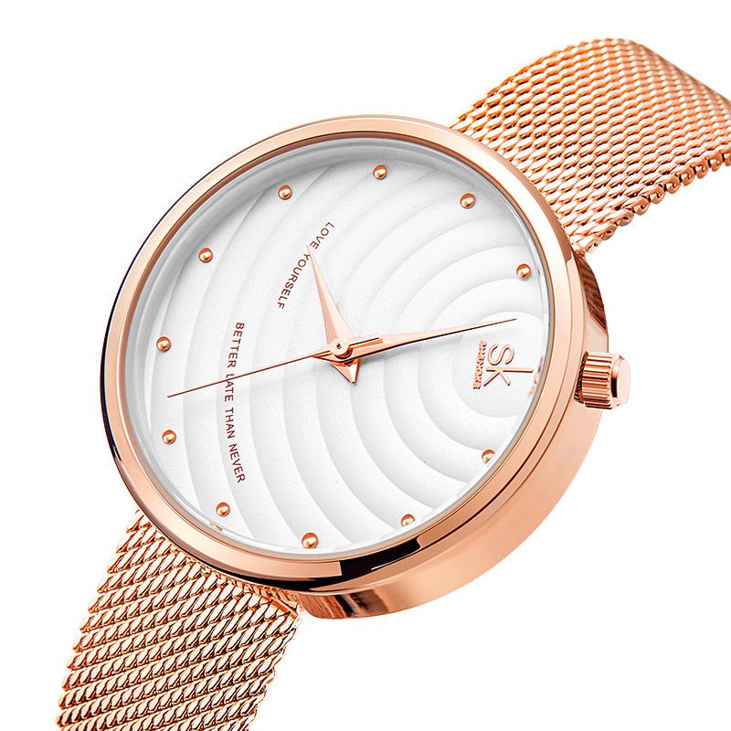 Damemode Fuld Stålrem Simple Dial Watch Quartz Watch