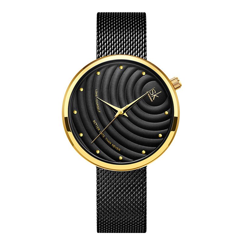 Damemode Fuld Stålrem Simple Dial Watch Quartz Watch