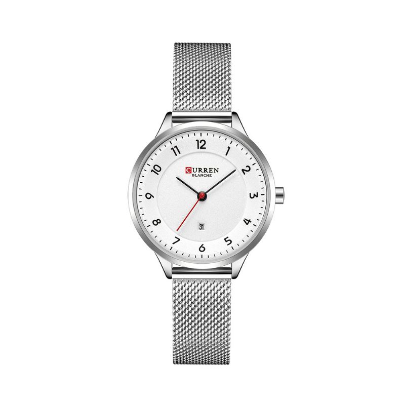 Dato Display Simple Design Dame Armbåndsur Fuldt Steel Quartz Watch