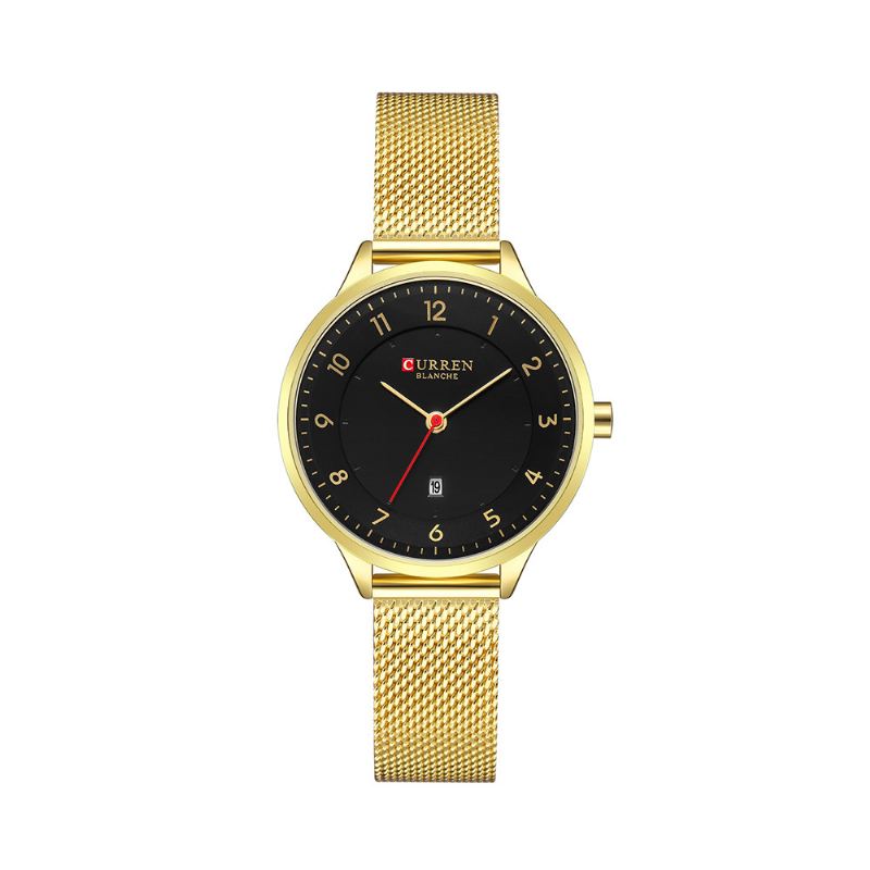 Dato Display Simple Design Dame Armbåndsur Fuldt Steel Quartz Watch