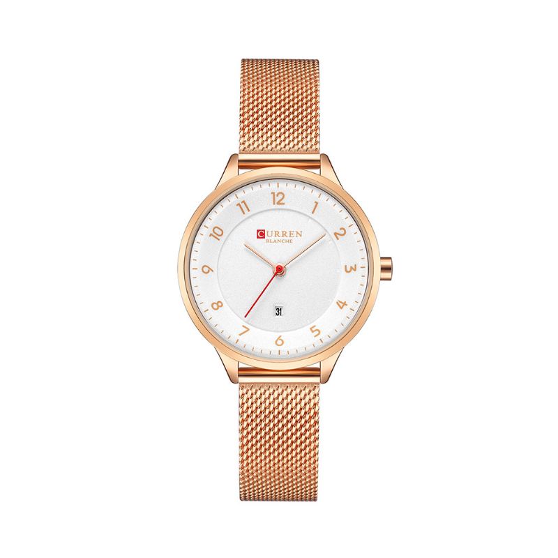 Dato Display Simple Design Dame Armbåndsur Fuldt Steel Quartz Watch