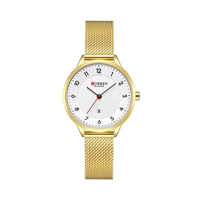 Dato Display Simple Design Dame Armbåndsur Fuldt Steel Quartz Watch