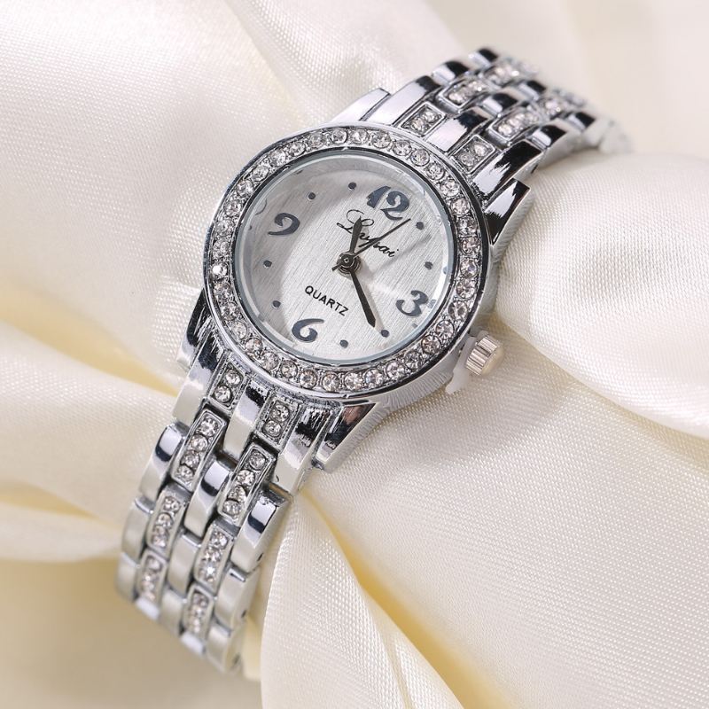 Diamond Dress Dame Armbåndsur Fuldt Stål Elegant Design Quartz Watch