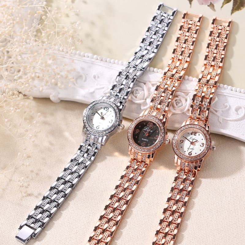 Diamond Dress Dame Armbåndsur Fuldt Stål Elegant Design Quartz Watch