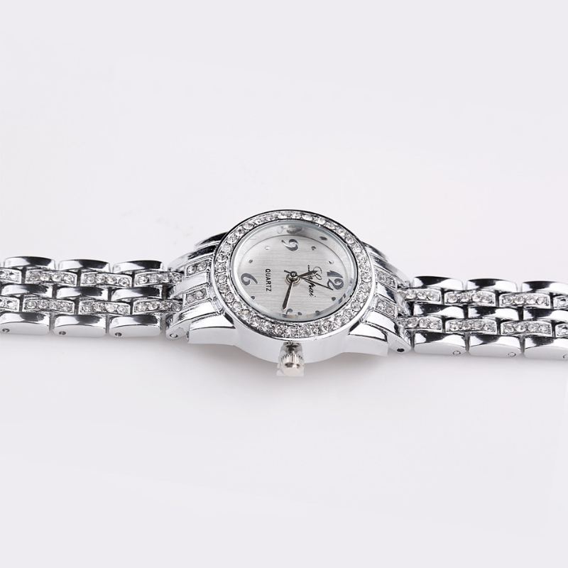 Diamond Dress Dame Armbåndsur Fuldt Stål Elegant Design Quartz Watch