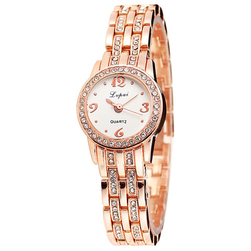 Diamond Dress Dame Armbåndsur Fuldt Stål Elegant Design Quartz Watch