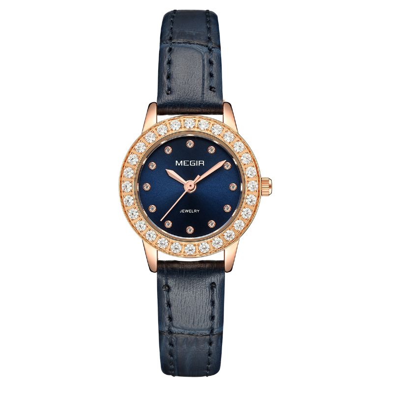 Elegant Design Dame Armbåndsur Ægte Læder Band Quartz Watch