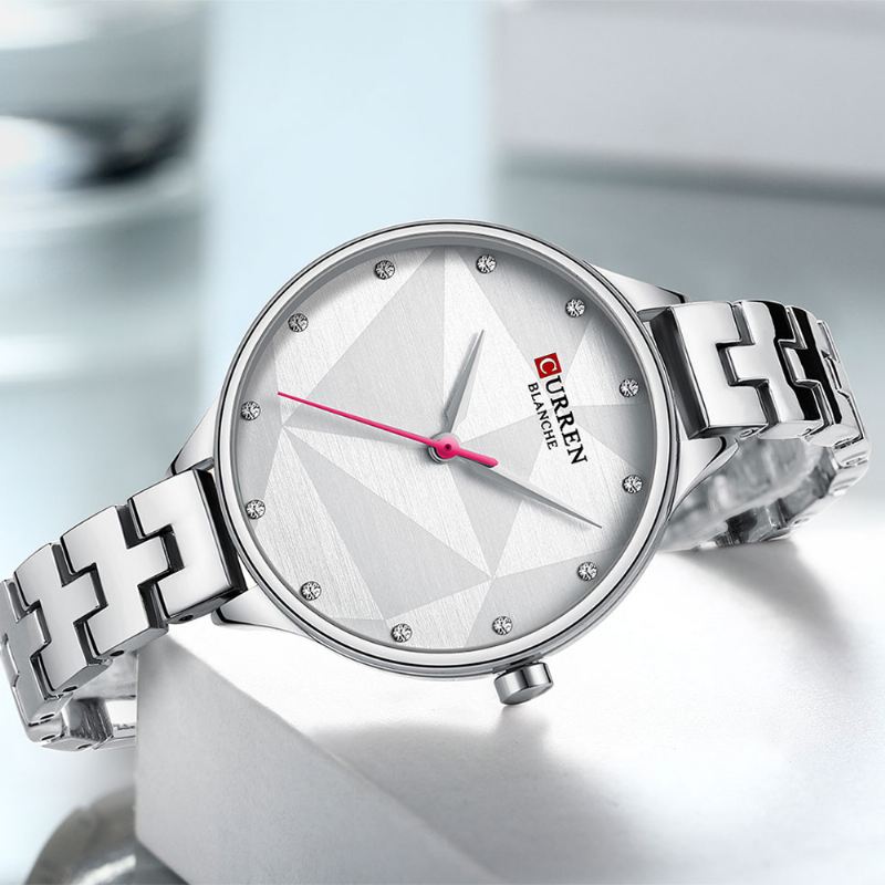 Elegant Design Damearmbåndsur Crystal Fuldt Steel Quartz Watch