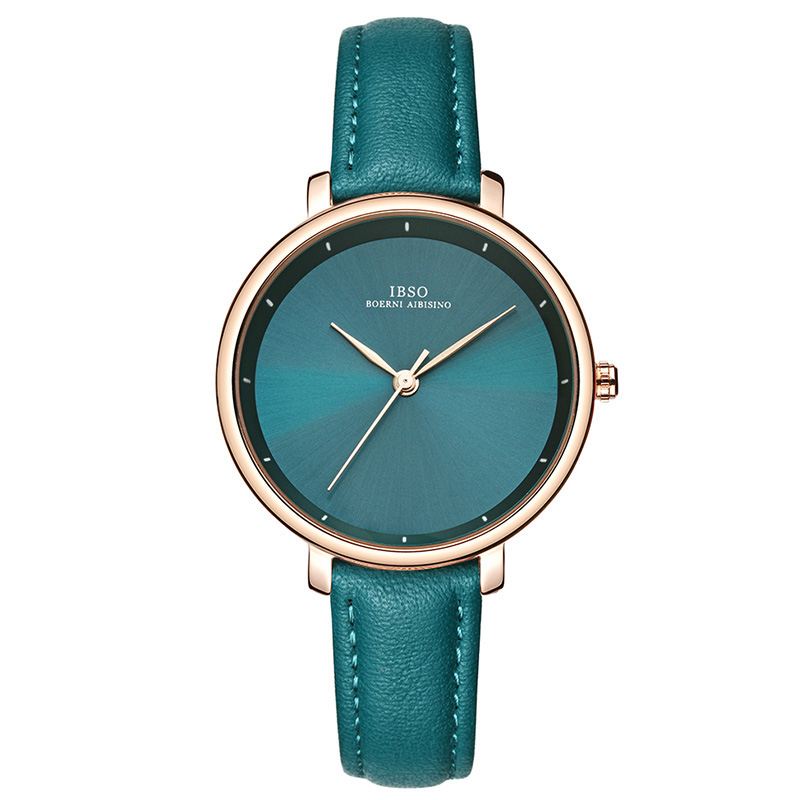 Enkelt Design Damearmbåndsur Business Style Læderbånd Quartz Watch