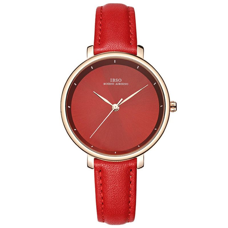 Enkelt Design Damearmbåndsur Business Style Læderbånd Quartz Watch