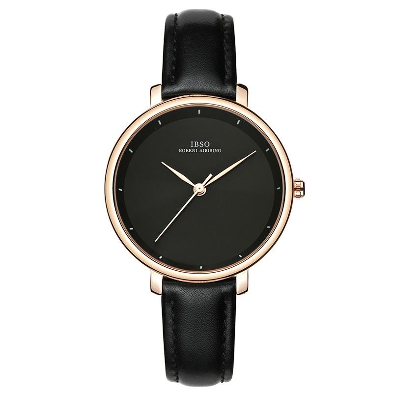 Enkelt Design Damearmbåndsur Business Style Læderbånd Quartz Watch