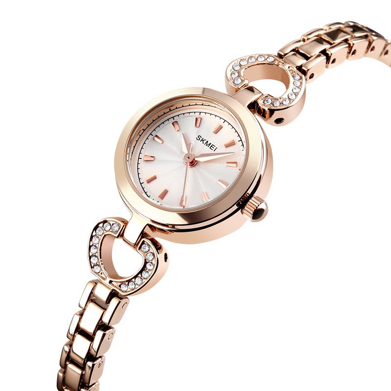 Luksus Krystal Rustfrit Stål Elegant Mode Kvinder Armbåndsur Quartz Watch