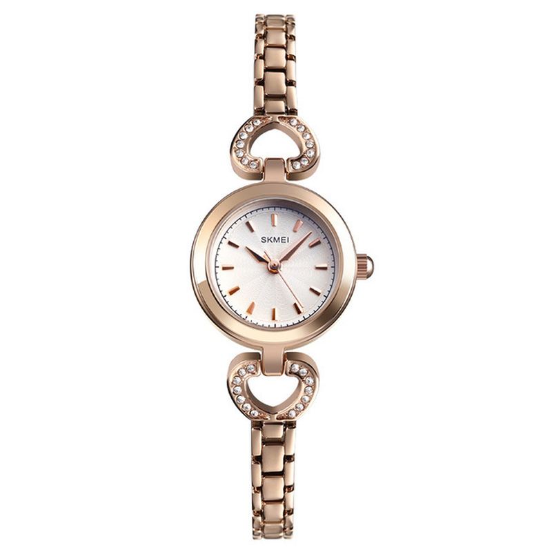 Luksus Krystal Rustfrit Stål Elegant Mode Kvinder Armbåndsur Quartz Watch