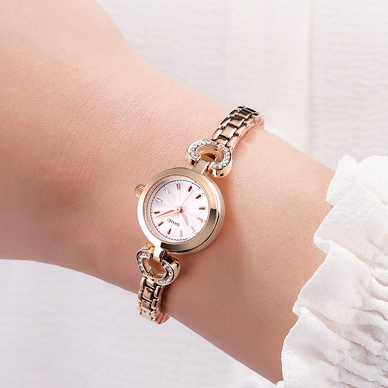 Luksus Krystal Rustfrit Stål Elegant Mode Kvinder Armbåndsur Quartz Watch