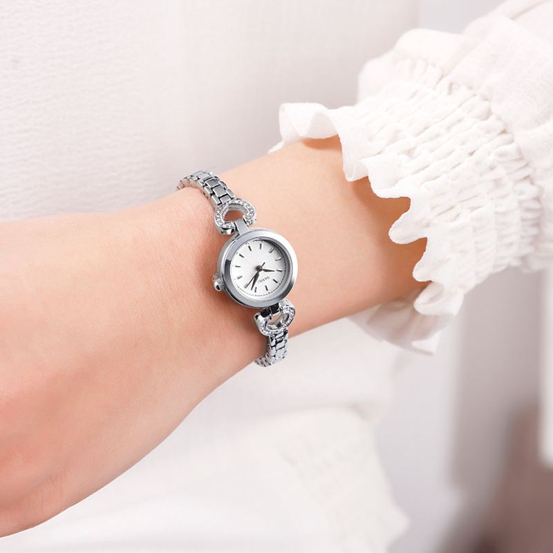 Luksus Krystal Rustfrit Stål Elegant Mode Kvinder Armbåndsur Quartz Watch