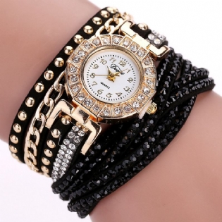 Luksus Nation Style Crystal Gold Armbåndsur Dame Vintage Quartz Armbåndsure