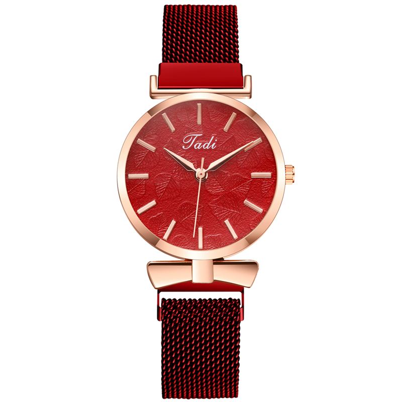 Mode Casual Elegant Design Kvinder Ure Mesh Band Dial Wrist Case Quartz Watch