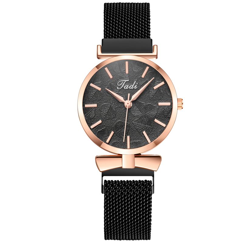 Mode Casual Elegant Design Kvinder Ure Mesh Band Dial Wrist Case Quartz Watch